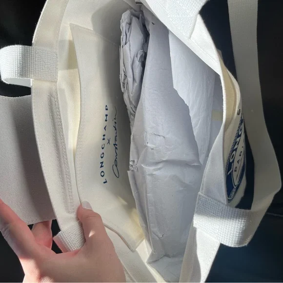 Longchamp White and Blue Tote Bag - Picture 4 of 4